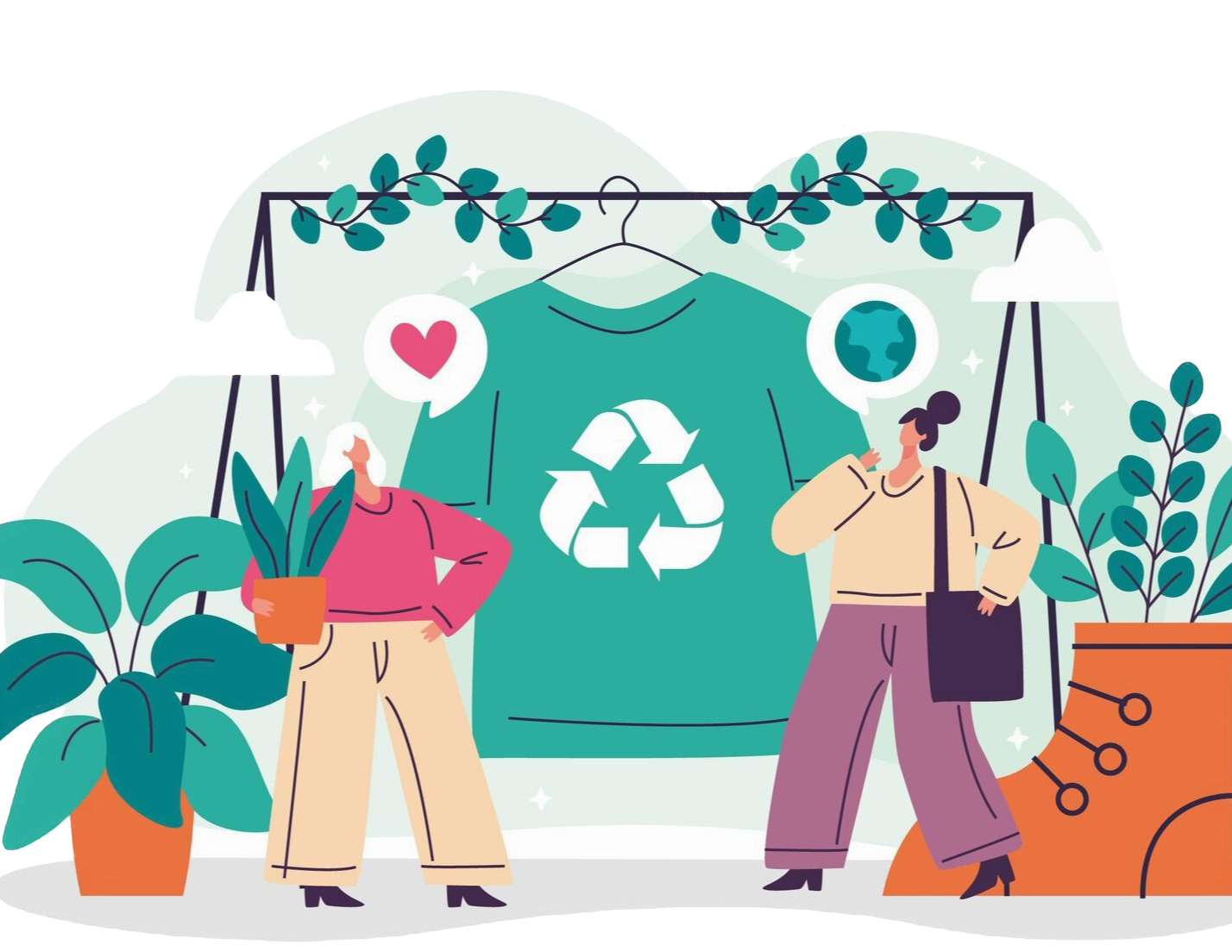 Sustainable fashion and recycling illustration